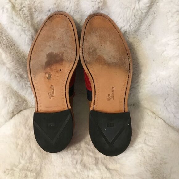 Allen Edmonds Men’s Red Leather Jingle Bell Moc Wingtip Oxfords Dress Shoes 9.5 - Picture 12 of 13